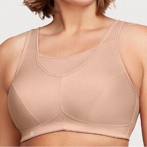 GLAMORISE tan No Bounce Camisole Sports Bra style 1066 full figure size 38J NWT